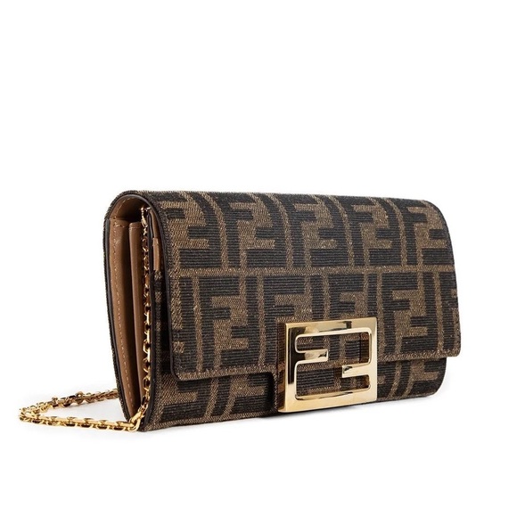 ‼️ONE LEFT! New Fendi FF Baguette Jacquard Wallet On Chain - Picture 3 of 4